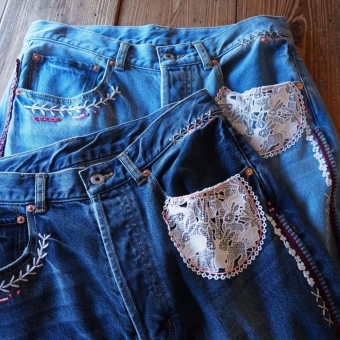 marble SUD　Lots Lace DENIM PANTS